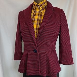 Retro Ben Sherman Women Blazer Jacket Red Navy Suit